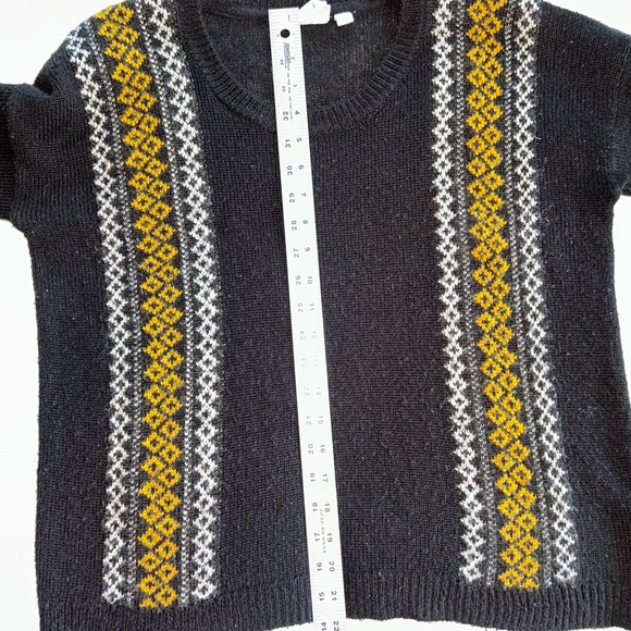 Pullover sweater black gold white S fair isle pattern - Picture 7 of 8